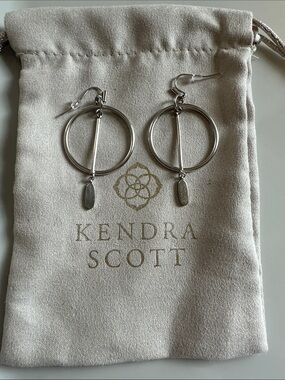 Kendra Scott Silver Hoop and Bar Drop Earrings